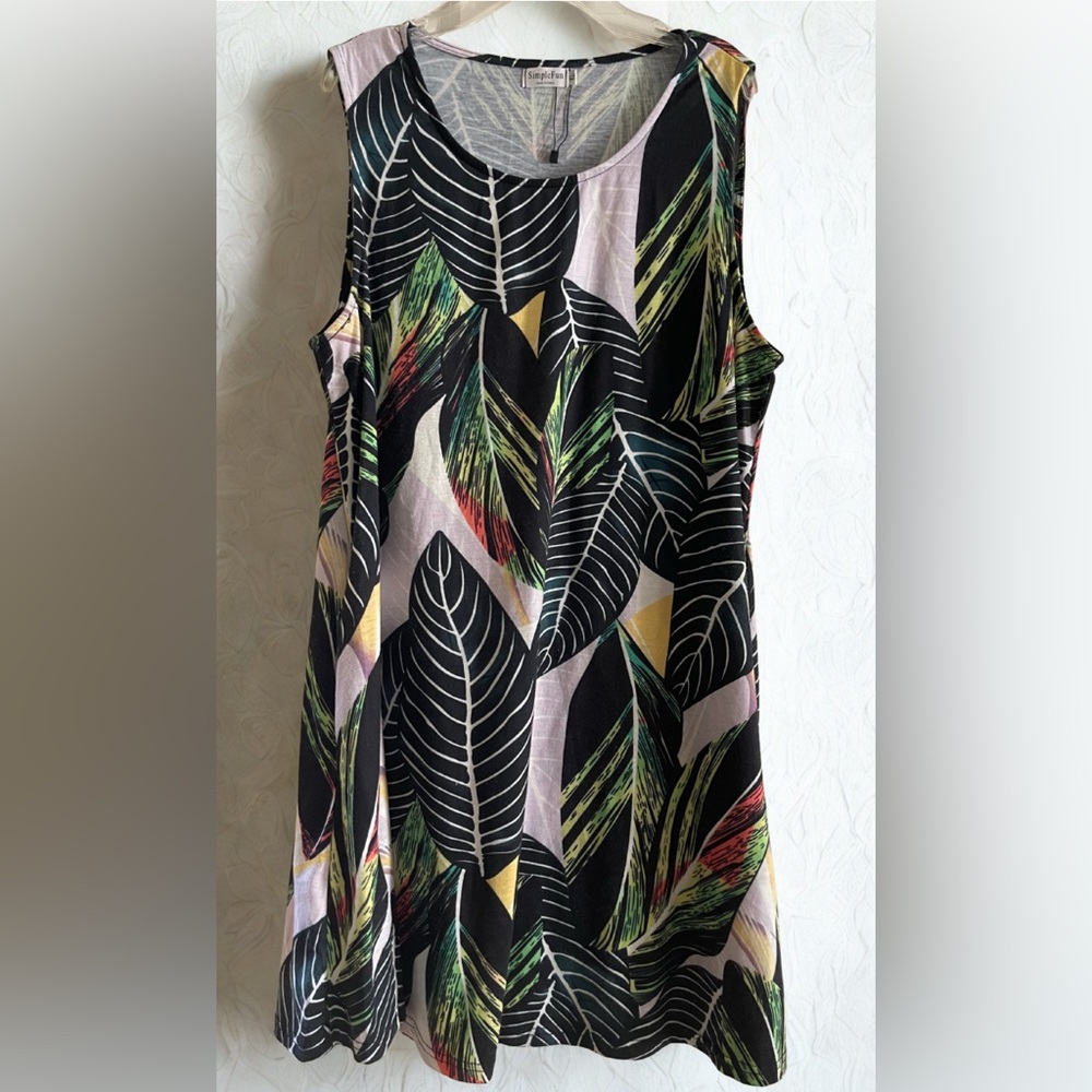 Tropical Leaf Print Mini Dress